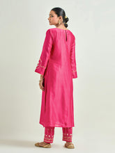 Fuchsia hand embroidered kurta set