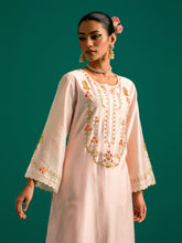 Pink embroidered yoke kurta