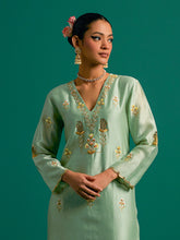 Green V neck kurta