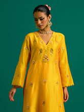 Yellow V neck kurta