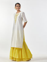 Off White hand embroidered Silk chanderi kurta
