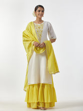 Off White hand embroidered Silk chanderi kurta