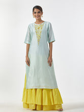 Mint hand embroidered Silk chanderi kurta