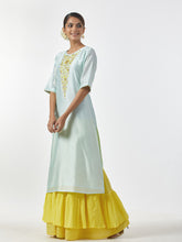 Mint hand embroidered Silk chanderi kurta