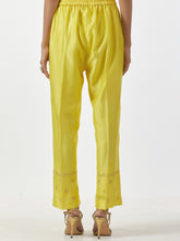 Bright yellow hand embroidered Silk chanderi Palazzo