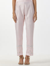 Pink hand embroidered Silk chanderi Palazzo