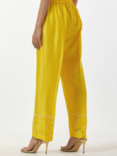 Yellow hand embroidered Silk chanderi Palazzo