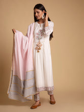Pink and Grey cotton dupatta with gota detailing