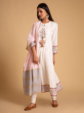 Pink and Grey cotton dupatta with gota detailing