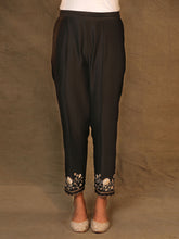 Black Silk Chanderi Pant with hand embroidery