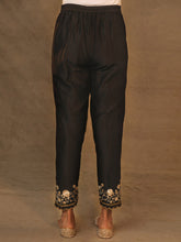 Black Silk Chanderi Pant with hand embroidery