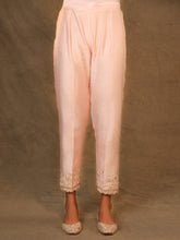Pink Silk Chanderi Pant with hand embroidery