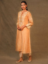 Light orange Chanderi Tissue Kurta