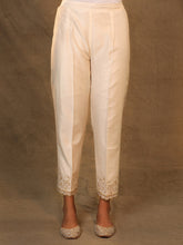 Ivory Silk Chanderi Pant with hand embroidery