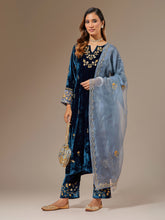 Grey hand embroidered organza dupatta