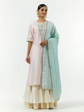 Pink hand embroidered Silk chanderi kurta