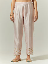 Light Pink Silk Chanderi palazzo with embroidered hem
