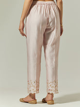 Light Pink Silk Chanderi palazzo with embroidered hem