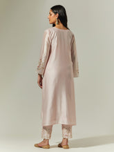 Light Pink Silk Chanderi hand embroidered kurta