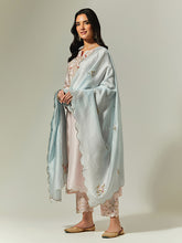 Light Pink Silk Chanderi hand embroidered kurta