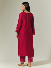 Red Silk Chanderi hand embroidered kurta