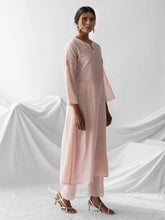 Pastel Pink dobby kurta with embroidered yoke