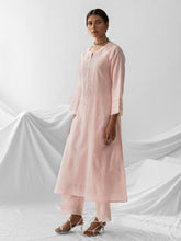 Pastel pink dobby kurta with plackett