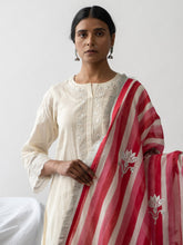 Block print chanderi dupatta with embroidered highlights