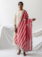 Block print chanderi dupatta with embroidered highlights