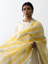 Block print chanderi dupatta with embroidered highlights