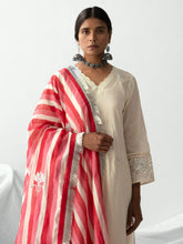Ivory dobby kurta with all over embroidery