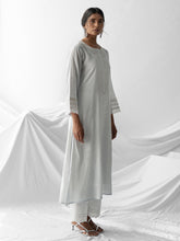 Pastel blue dobby kurta with plackett