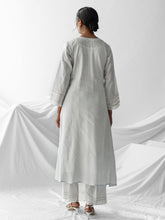 Pastel blue dobby kurta with plackett