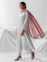 Pastel blue dobby kurta with plackett