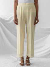 Pastel yellow embroidered cotton palazzo