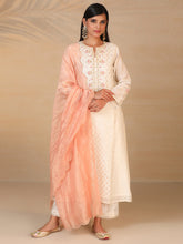 Peach chanderi tissue dupatta