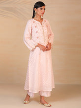 Light Pink hand embroidered chanderi kurta