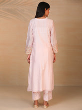 Light Pink hand embroidered silk chanderi kurta