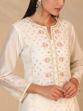 Off white chanderi embroidered panel kurta