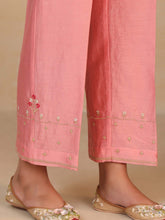 Pink embroidered silk chanderi palazzo