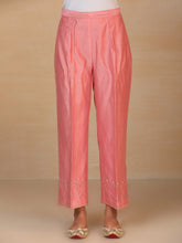 Pink embroidered silk chanderi palazzo