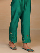 Green embroidered silk chanderi palazzo