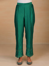 Green embroidered silk chanderi palazzo