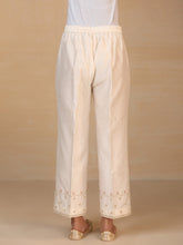 Off white embroidered silk chanderi palazzo