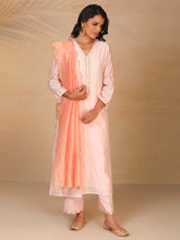 Pastel Pink hand embroidered silk chanderi kurta