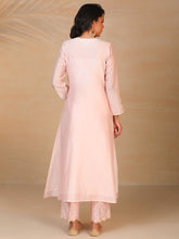 Pastel Pink hand embroidered silk chanderi kurta