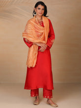 Red hand embroidered silk chanderi kurta