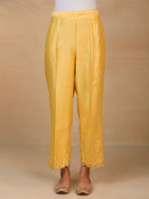 Yellow embroidered silk chanderi palazzo