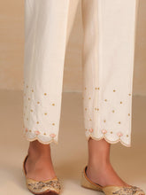 Off white embroidered silk chanderi palazzo