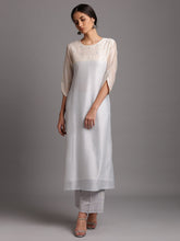 Two tone silk chanderi kurta with embroidery